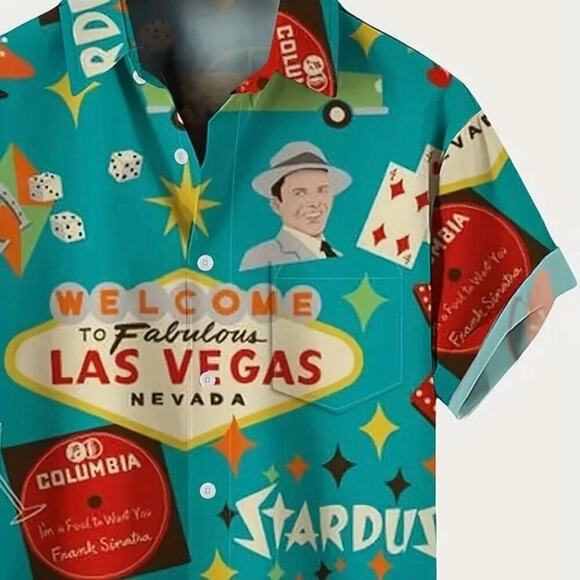 Las Vegas Rat‎ Pack Retro Vacation Hawaiian Camp Shirt Sz XXL - Picture 3 of 9